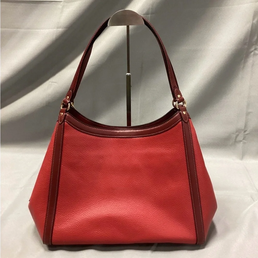 Coach Christie Fire Brick Red Pebble Leather Carryall